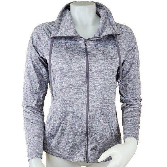 Under Armour Tech Twist Shirt Jacket Womens S Gray Heat Gear Funnel Neck Zip - Picture 1 of 9